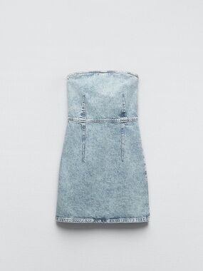 denim bodycon dress zara Z1975 MINI DENIM DRESS - Mid-blue